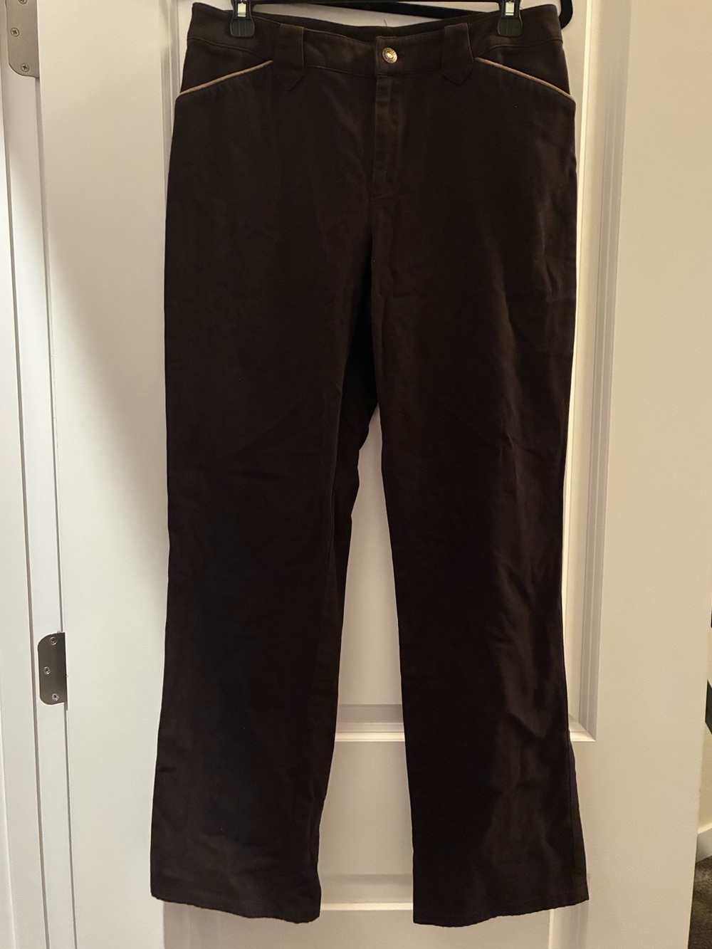 Lauren Ralph Lauren Women’s Dark Brown velvet soft Straight-Leg pants